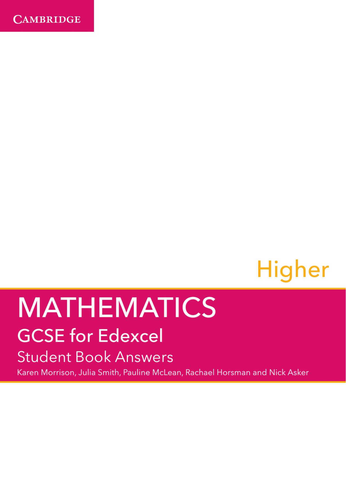 Higher Mathematics For Gcse Edexcel Student Book Answers 1st Edition Pauline Mclean