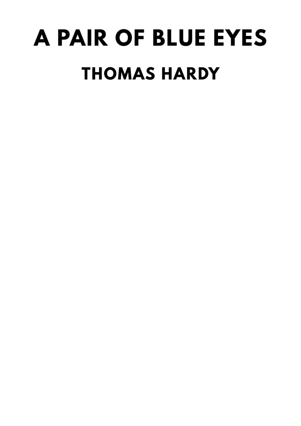A Pair Of Blue Eyes Thomas Hardy