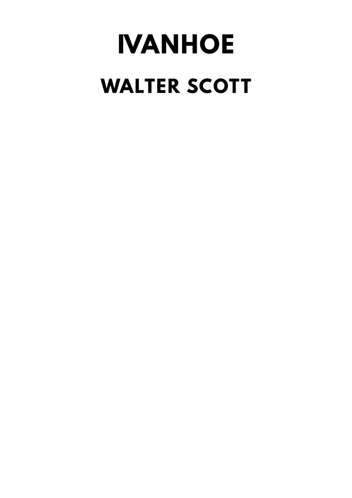 Ivanhoe Walter Scott