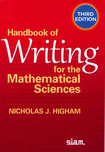 Handbook Of Writing For The Mathematical Sciences 3rd Edition Nicholas J Higham