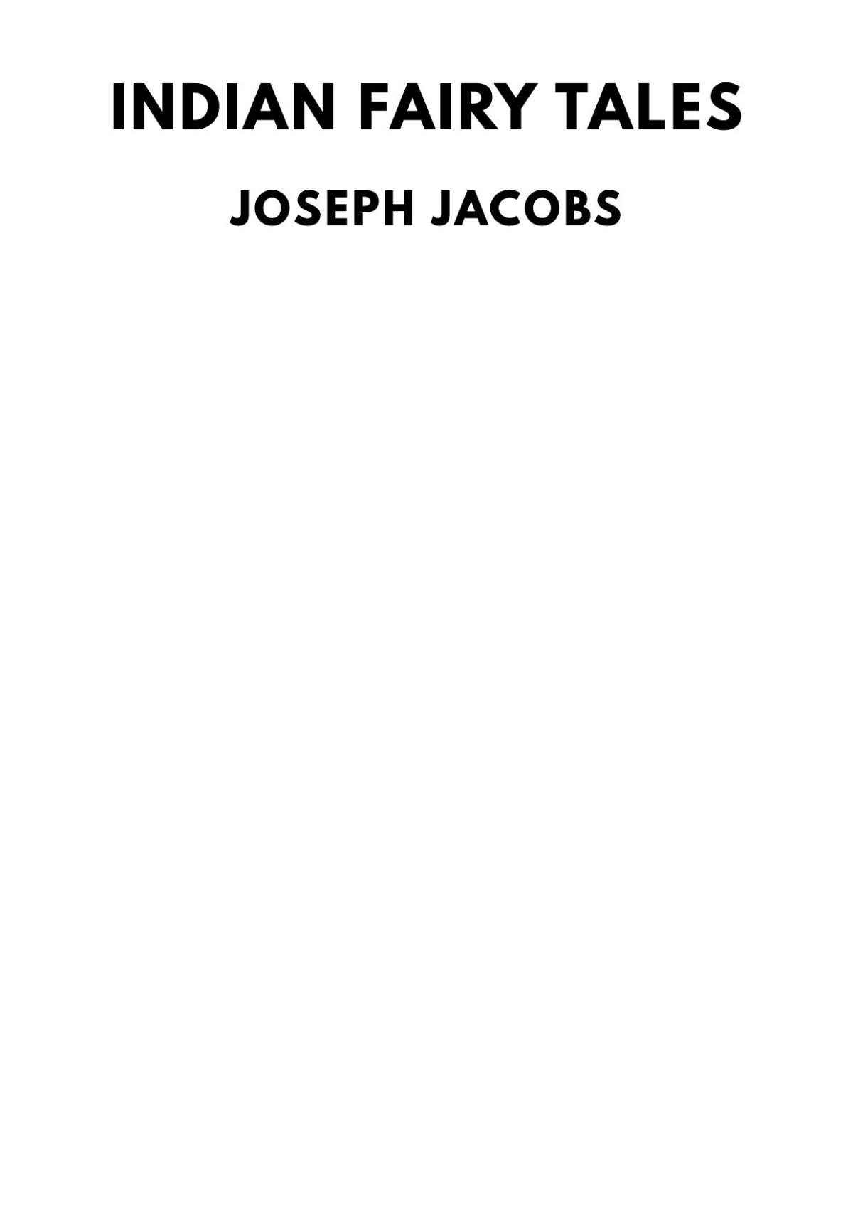 Indian Fairy Tales Joseph Jacobs