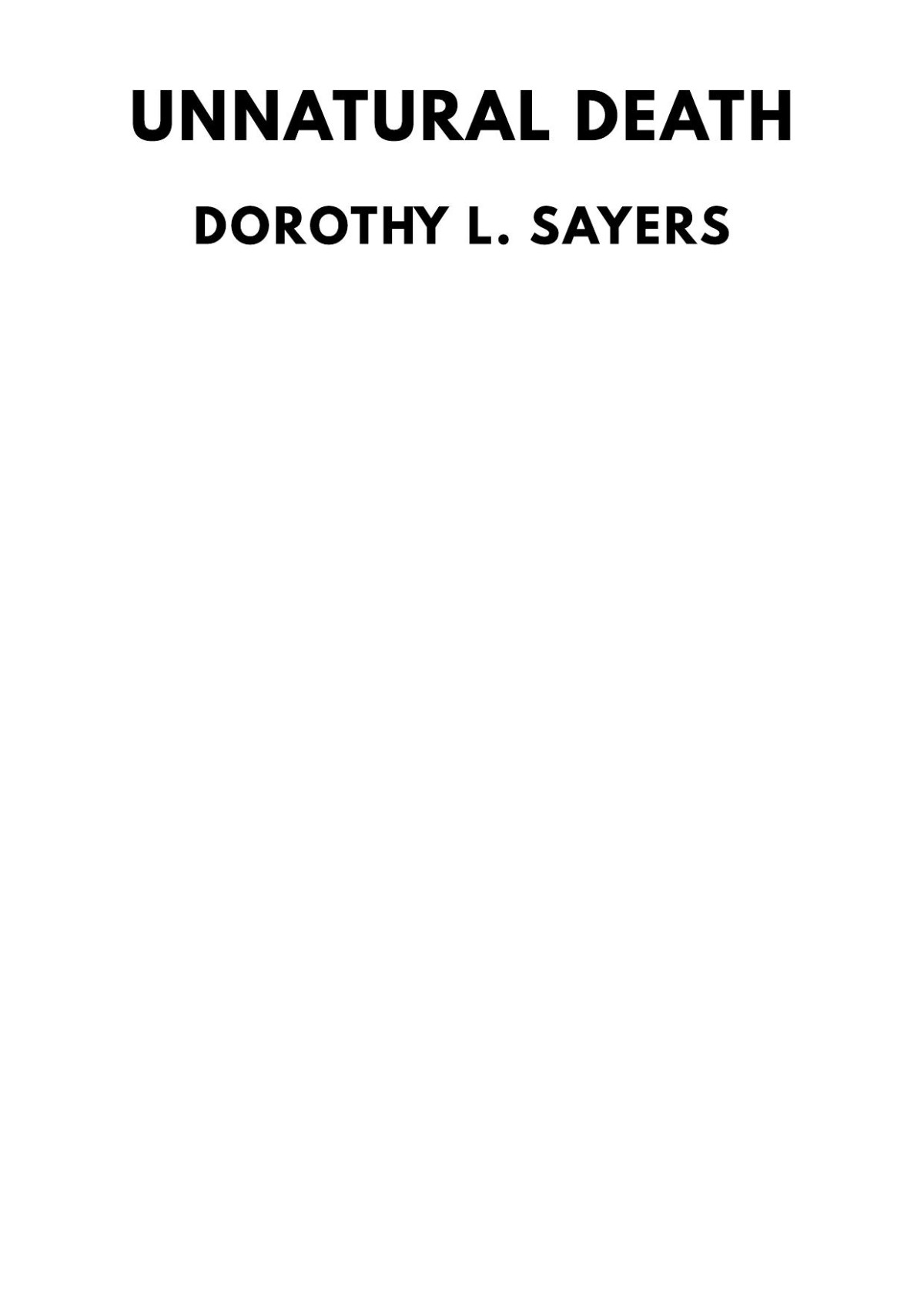 Unnatural Death Lord Peter Wimsey 03 Dorothy L Sayers