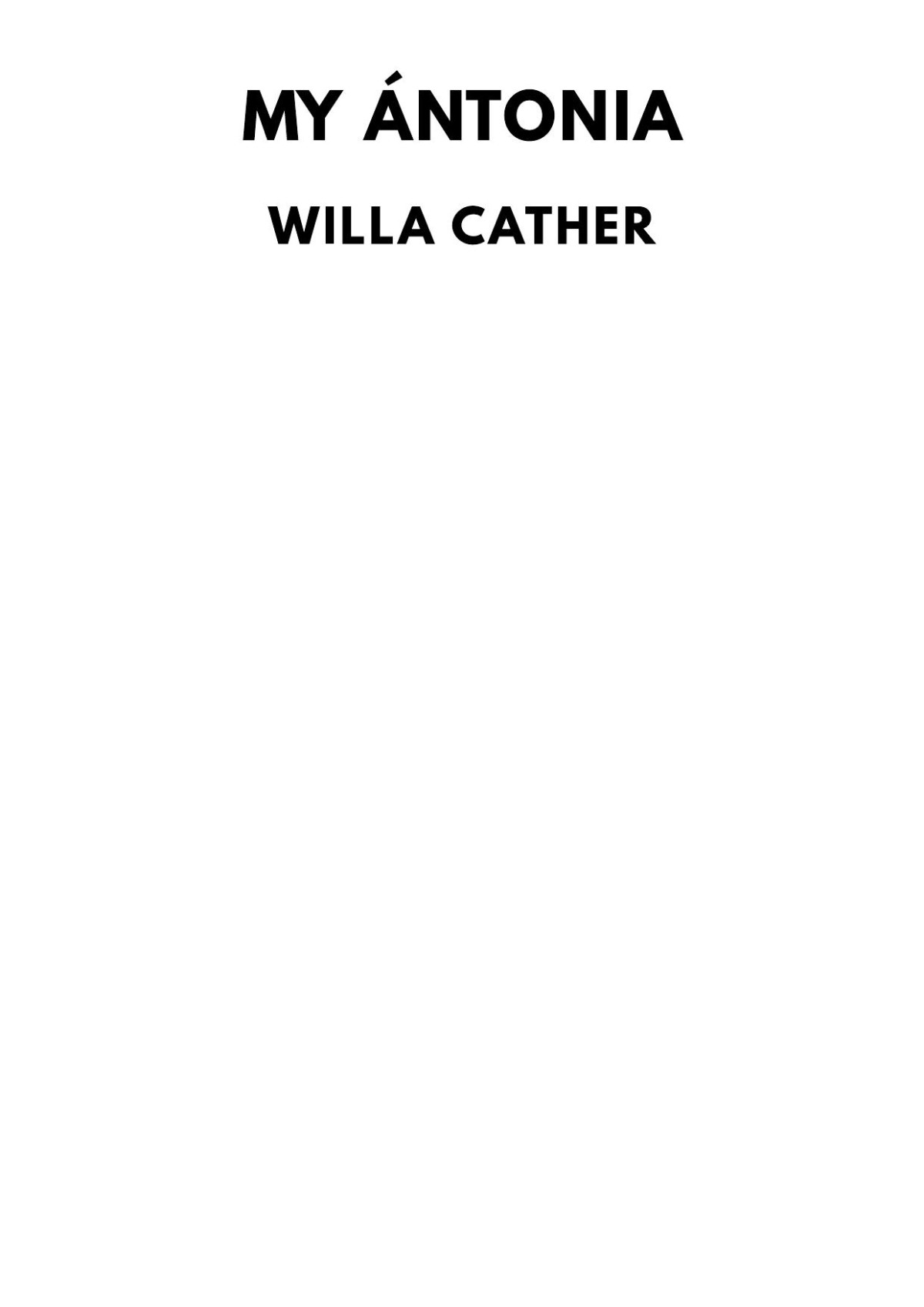My Ntonia Willa Cather