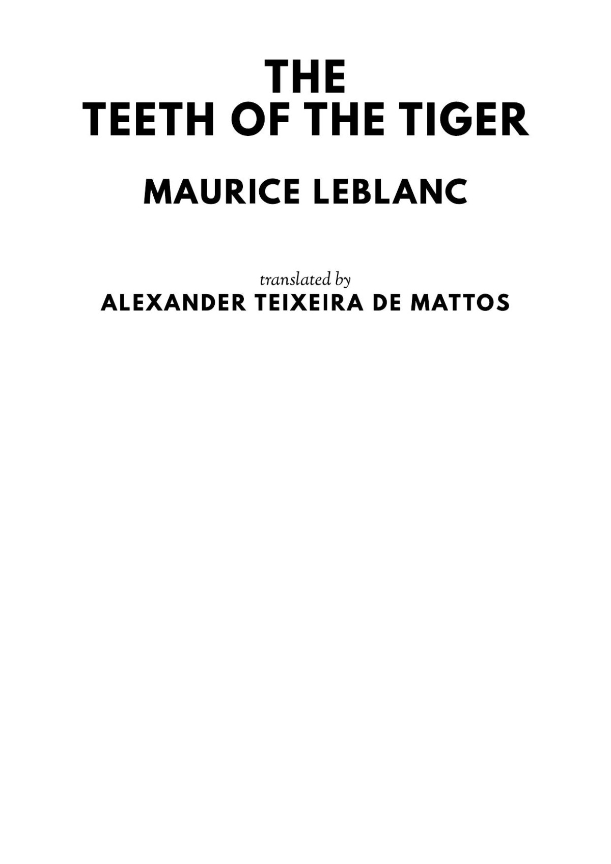The Teeth Of The Tiger Maurice Leblanc