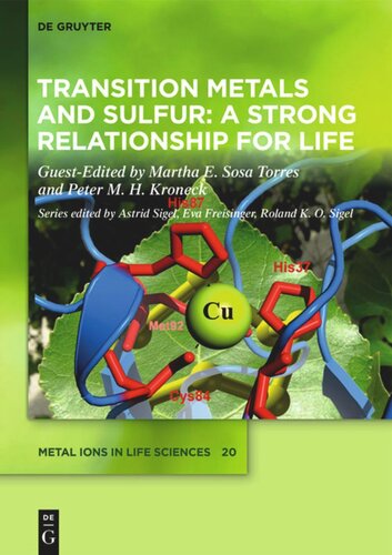 Transition Metals And Sulfur A Strong Relationship For Life Martha E Sosa Torres Editor Peter M H Kroneck Editor
