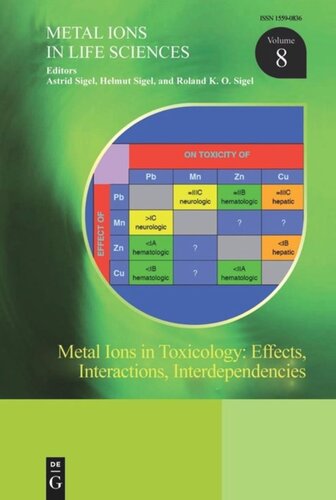 Metal Ions In Toxicology Effects Interactions Interdependencies Astrid Sigel Editor Helmut Sigel Editor Roland Ko Sigel Editor
