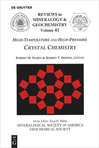 Hightemperature And High Pressure Crystal Chemistry Robert M Hazen Editor Robert T Downs Editor