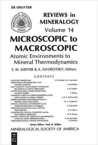 Microscopic To Macroscopic Atomic Environments To Mineral Thermodynamics Susan Kieffer Editor Alexandra Navrotsky Editor