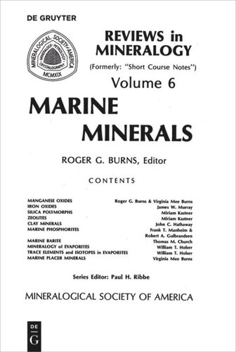 Marine Minerals Roger G Burns Editor