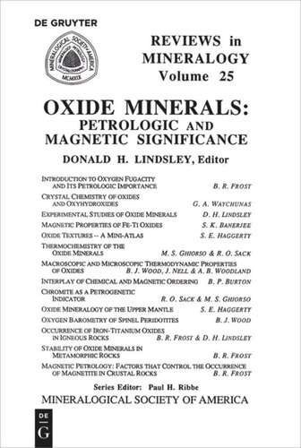Oxide Minerals Petrologic And Magnetic Significance Donald H Lindsley Editor