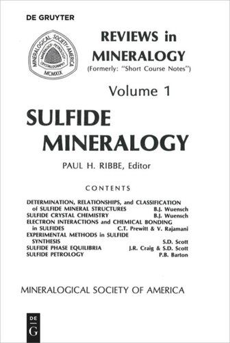 Sulfide Mineralogy Paul H Ribbe Editor