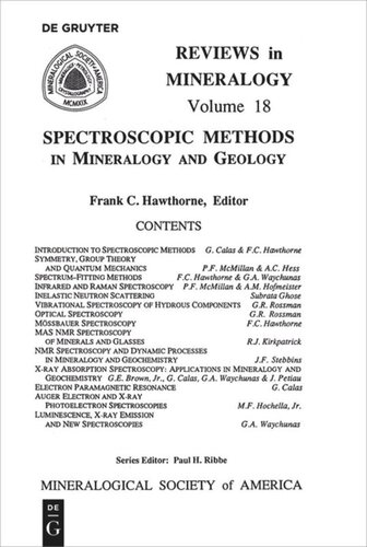 Spectroscopic Methods In Mineralogy And Geology Frank C Hawthorne Editor