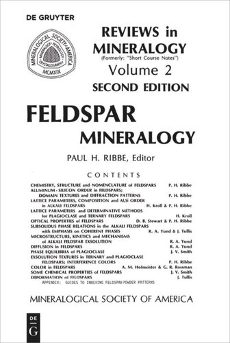 Feldspar Mineralogy Paul H Ribbe Editor