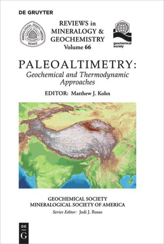 Paleoaltimetry Geochemical And Thermodynamic Approaches Matthew J Kohn Editor