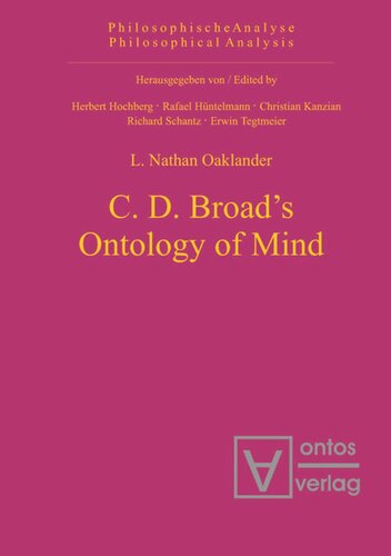 C D Broads Ontology Of Mind L Nathan Oaklander