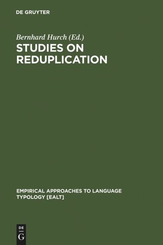Studies On Reduplication Bernhard Hurch