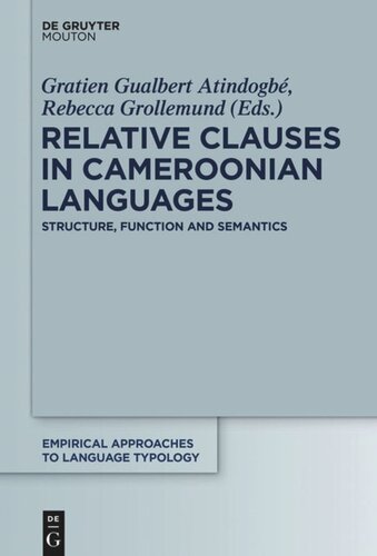 Relative Clauses In Cameroonian Languages Structure Function And Semantics Gratien Gualbert Atindogb Editor Rebecca Grollemund Editor