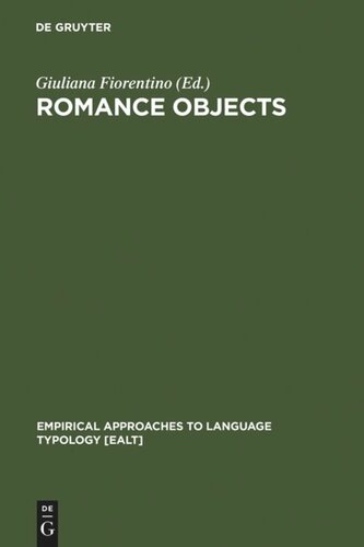 Romance Objects Transitivity In Romance Languages Reprint 2011 Giuliana Fiorentino Editor