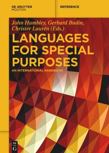 Languages For Special Purposes An International Handbook John Humbley Editor Gerhard Budin Editor Christer Laurn Editor