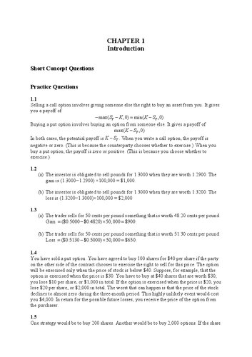 Options Futures And Other Derivatives Solutions Manual 11th Edition Hull J
