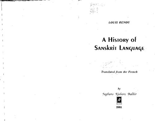 A History Of Sanskrit Language Louis Renou