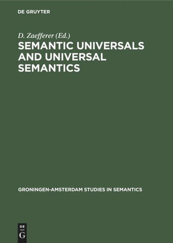 Semantic Universals And Universal Semantics D Zaefferer