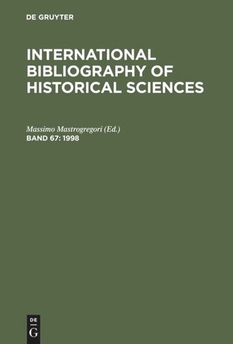 International Bibliography Of Historical Sciences Band 67 1998 Massimo Mastrogregori Editor