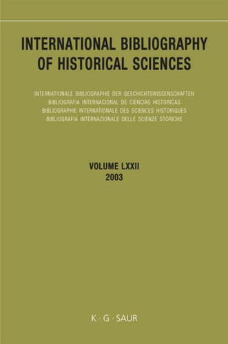 International Bibliography Of Historical Sciences Band 72 2003 Massimo Mastrogregori Editor