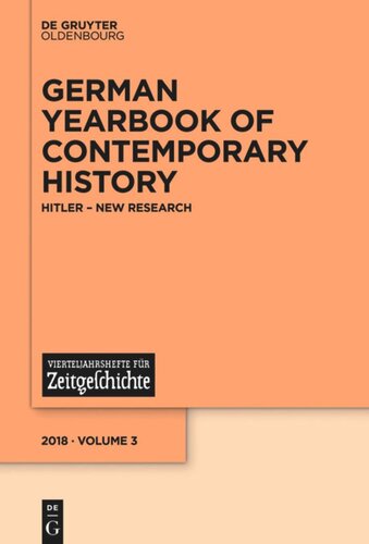 German Yearbook Of Contemporary History Volume 3 Hitler New Research Elizabeth Harvey Editor Johannes Hrter Editor