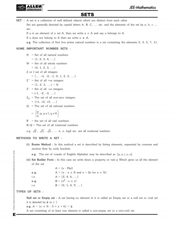 Allen Kota Jee Maths Theory With Exercise Allen Kota