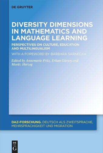 Diversity Dimensions In Mathematics And Language Learning Perspectives On Culture Education And Multilingualism Eds Annemarie Fritz