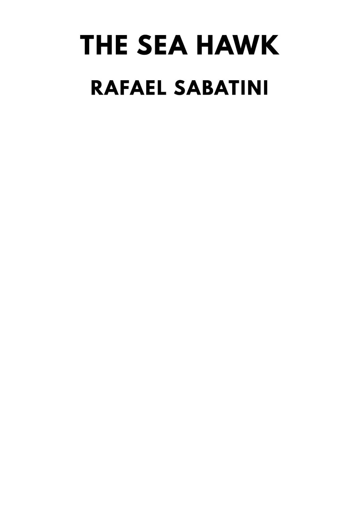 The Sea Hawk Rafael Sabatini