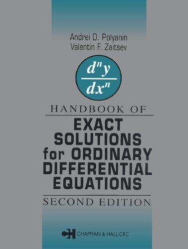 Handbook Of Exact Solutions For Ordinary Differential Equations Second Edition 2nd Edition Andrei D Polyanin