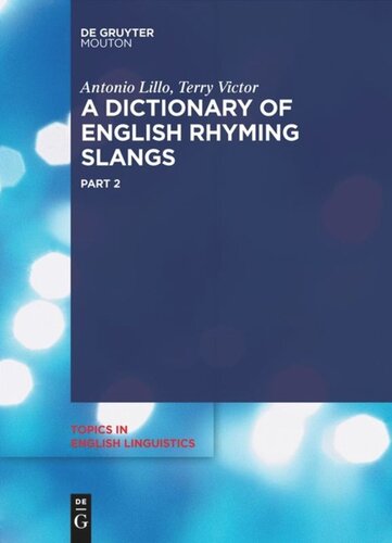 A Dictionary Of English Rhyming Slangs Antonio Lillo Terry Victor