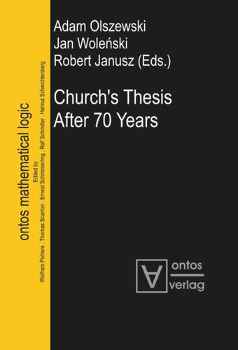 Churchs Thesis After 70 Years Adam Olszewski Editor Jan Wolenski Editor Robert Janusz Editor