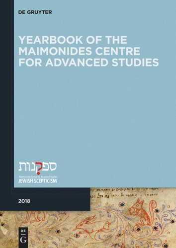 Yearbook Of The Maimonides Centre For Advanced Studies 2018 Bill Rebiger Editor