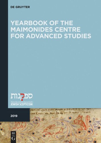 Yearbook Of The Maimonides Centre For Advanced Studies 2019 Yoav Meyrav Editor Deutsche Forschungsgemeinschaft Editor