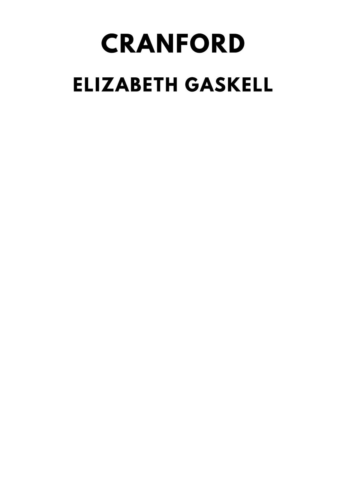 Cranford Elizabeth Gaskell