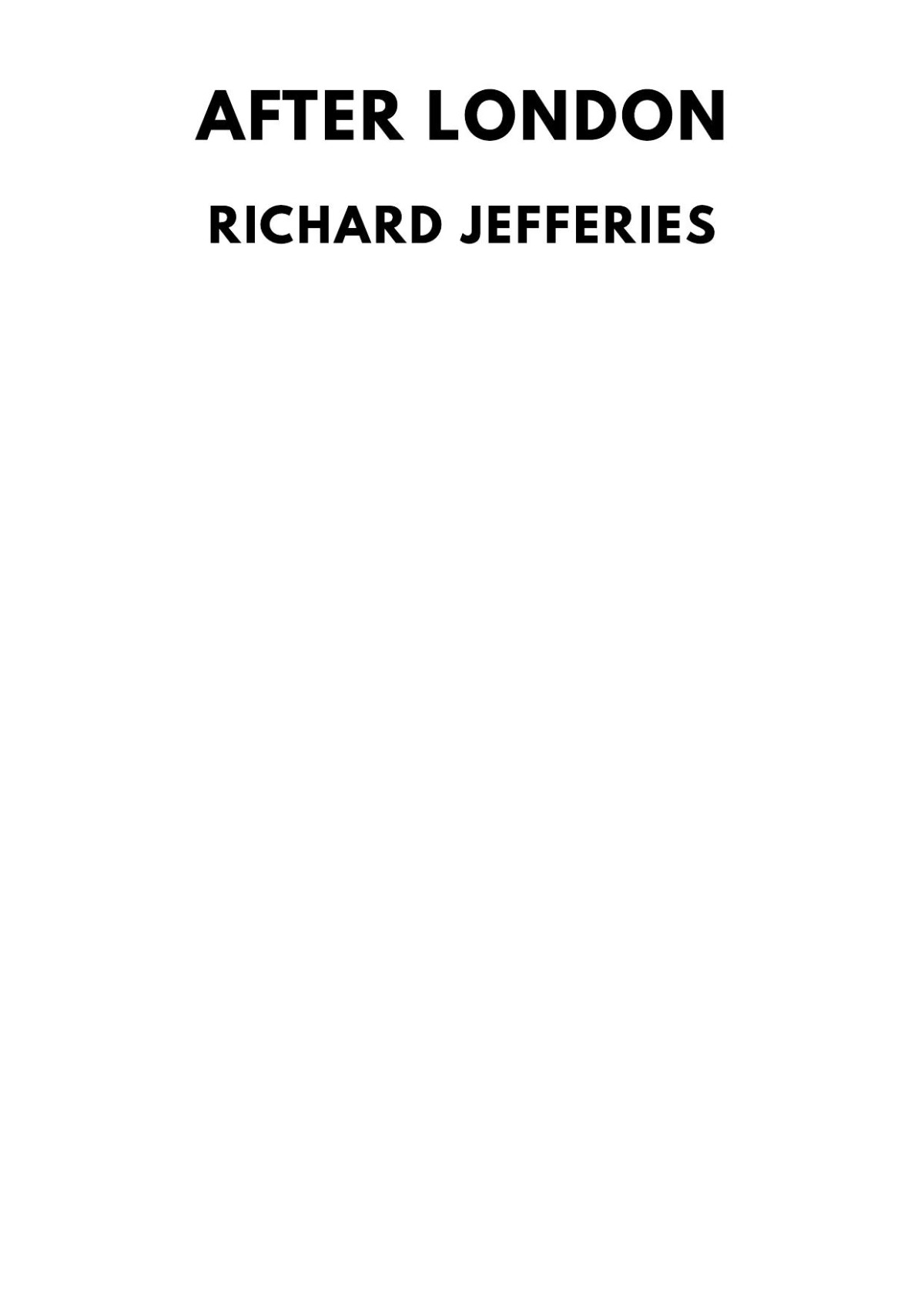 After London Richard Jefferies