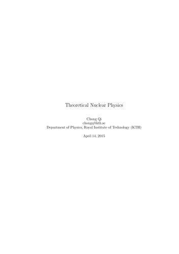 Theoretical Nuclear Physics 1st Edition Qi C