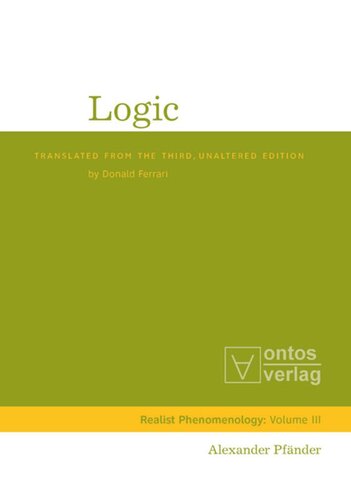 Logic Alexander Pfänder
