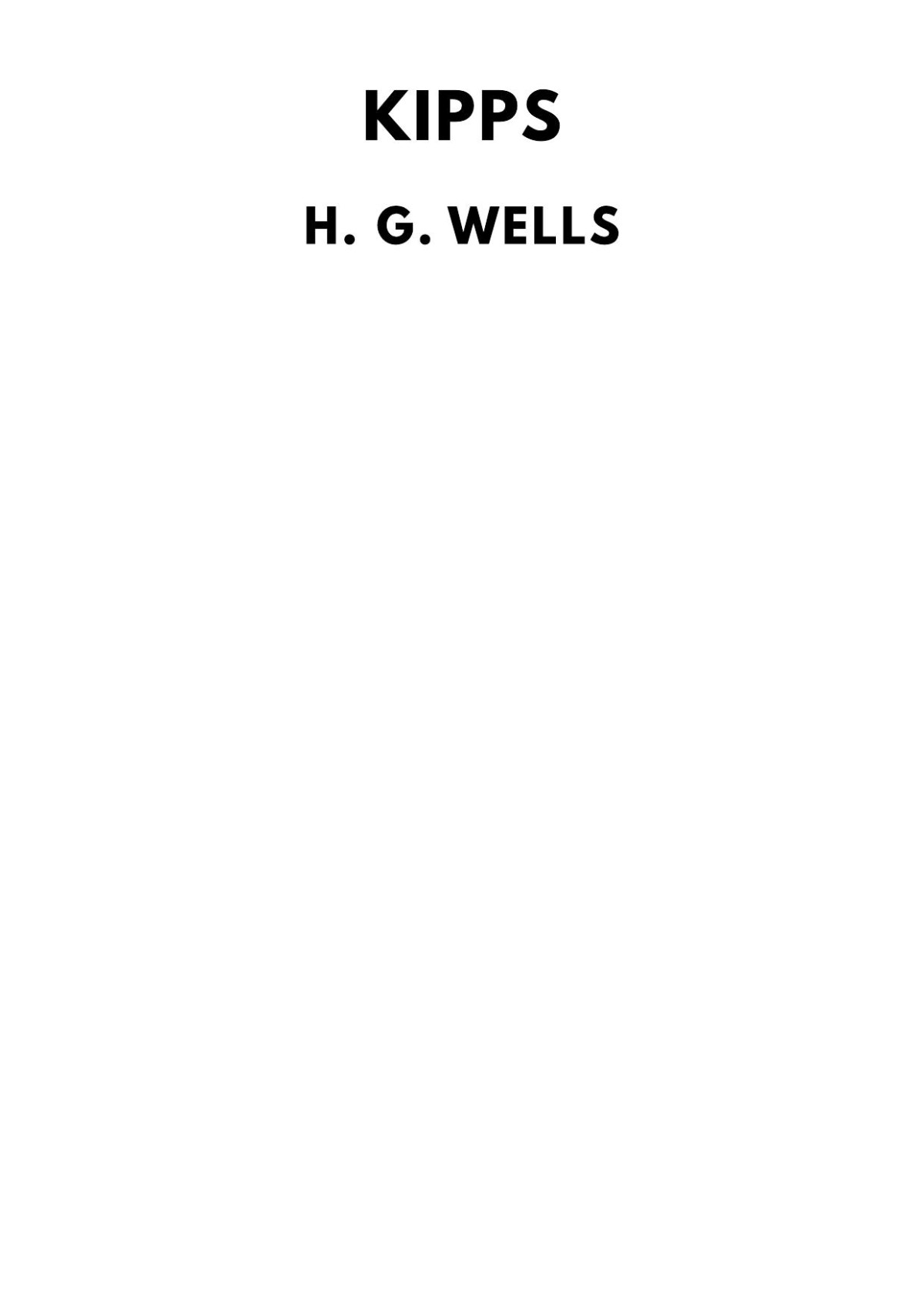 Kipps H G Wells