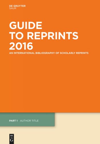 Guide To Reprints 2016 Author Title And Subject Guide