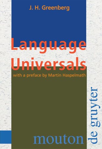Language Universals With Special Reference To Feature Hierarchies Reprint 2010 Joseph H Greenberg Martin Haspelmath
