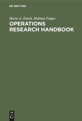 Operations Research Handbook Reprint 2019 Horst A Eiselt Helmut Frajer