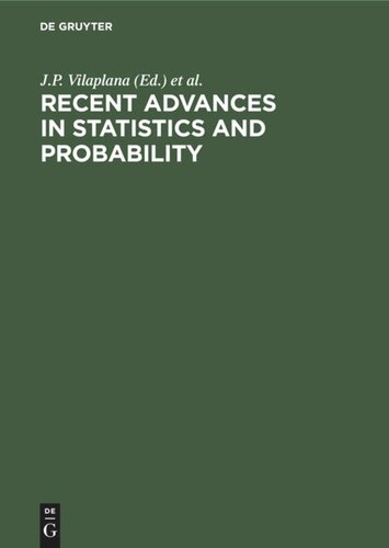 Recent Advances In Statistics And Probability Reprint 2020 J P Vilaplana Editor M N Puri Editor