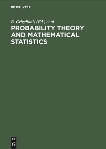 Probability Theory And Mathematical Statistics 2nd Edition B Grigelionis