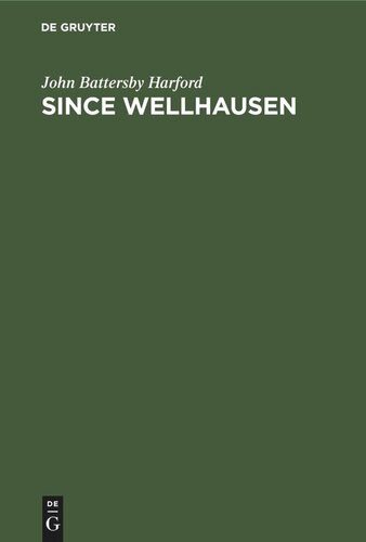 Since Wellhausen Reprint 2021 John Battersby Harford