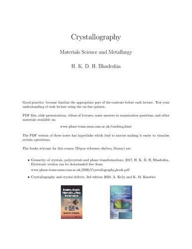 Crystallography Materials Science And Metallurgy H K D H Bhadeshia