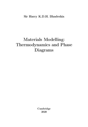 Materials Modelling Thermodynamics And Phase Diagrams Sir Harry Kdh Bhadeshia
